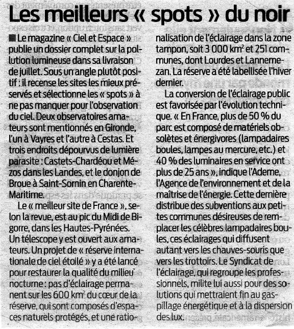 article du journal Sud-Ouest