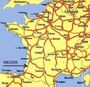 Une carte de France afin de mieux situer les Landes, Mzos et Plinguet